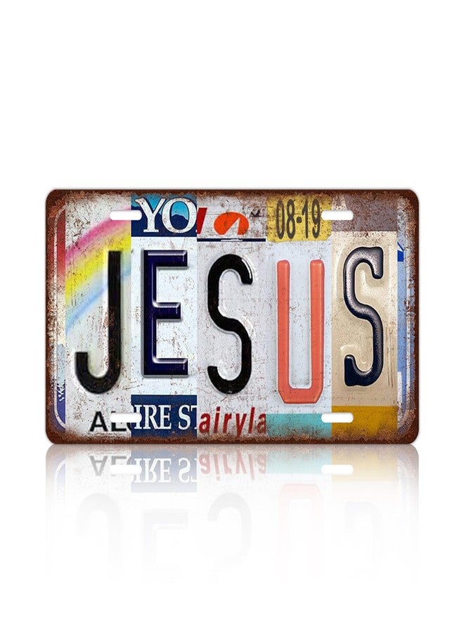 MTsigns Vintage Jesus Metal Tin Sign License Plate Wall Decor 12 x 6 Inches - Image 1